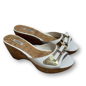 GUESS White Wedge Sandals